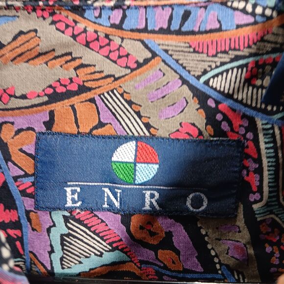 ENRO Shirt Mens 2XL Multicolor Paisley Print Cotton Long Sleeve Button Down - Picture 6 of 16